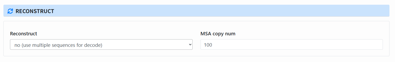 Step2: Reconstruction parameters